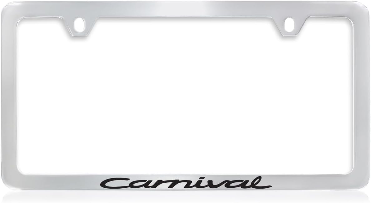 Kia Carnival License Plate Frame Chrome Plated Metal Bottom Notched 2-Hole
