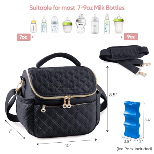 image for SFYBYHEART Breastmilk Cooler Travel Bag with Ice Pack for 6 Baby Bottl