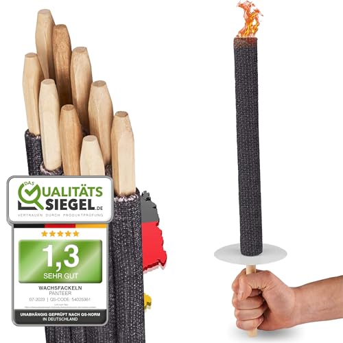 Panteer ® 10 linternas de cera natural - Para una caminata con niños o amigos - Made in Germany - Tiempo de combustión de 45 min - Con protección para las manos