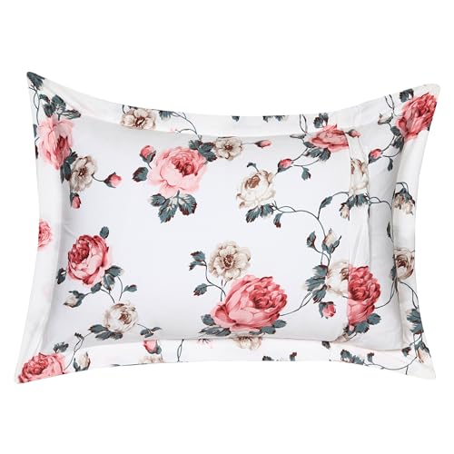 Image of HOUSE FOX Zipper Cotton Pillow Covers /Cases /Protectors (NOT Pillow) Set of 2 Pair Or 4 Pcs,Size -18x28inch with Zip /Chain(RedFloral)