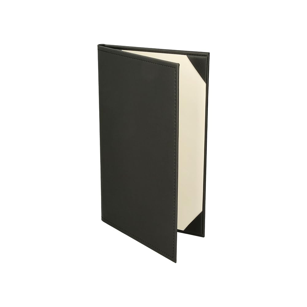 Prestine Menu Covers Made of Premium Faux Leather (10-Pack) - 8.5" x 14" - 2 Views - Black - Restaurant Menu - Wine List - Bar Menu