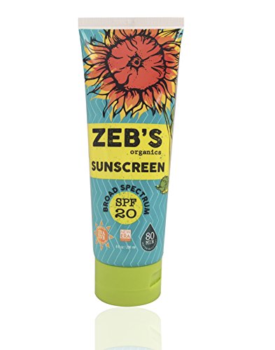 Zebs Organics Sunscreen 8oz, Natural & Organic Sunscreen, SPF 20, Broad Spectrum UVA & UVB Protection
