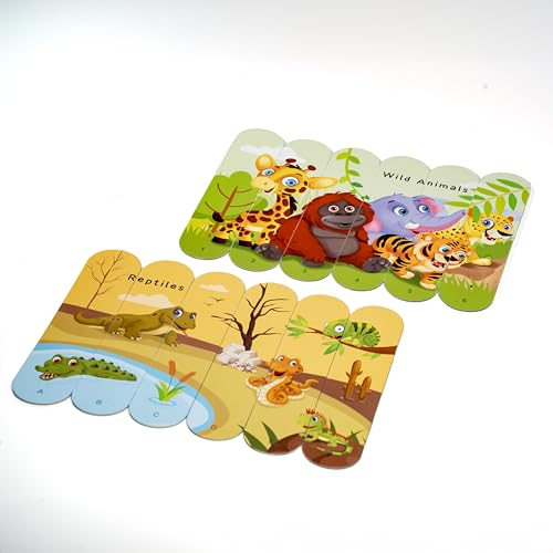 Image of THE BOOK TREE Animal Kingdom Stick Puzzle | 24pcs Double-Sided Cardboard Puzzles | 8 Fun Animal-Themed Puzzles for Learning & Play | Develops Focus & Problem-Solving Skills | Ideal for Ages 3+
