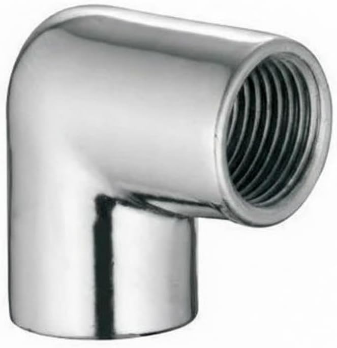 J&I® Brass CP 90 Degree Elbow | Female Threaded | Rust Proof | Brass Pipe Fitting for Residential Plumbing and Industrial Use, (Pack of 1) (15 mm (1/2"))