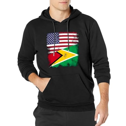 Guyana U.S. Flag Unisex Casual Hoodies Long Sleeve Lightweight Pullover Tops Loose Sweatshirt with Pocket