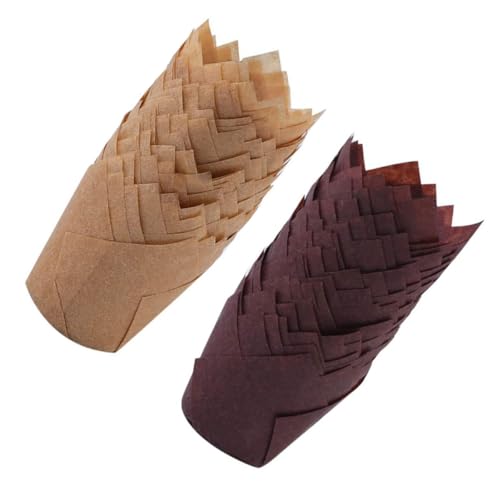 CIYODO 200 Tazas para Hornear Cupcakes en Forma de Flor Resistentes al Calor Papel Anti-Grasa 100 Marrón Oscuro 100 Marrón Claro Ideales para Repostería y Cocina Profesional