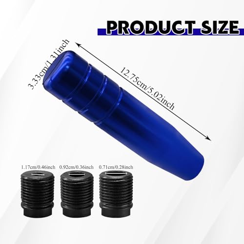 5" Heavy Weighted Shifter Knob, Gear Shift Knobs, Car Shift Knobs with 3 Threaded Adapters, Universal Car Gear Lever Metal Stick Shift Handle Accessory for Most Vehicles (Blue) - Image 3