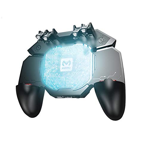 Quawins Moblie Game Controller PUBG Mobile Gamepad Six Finger Operation Cellphone Game Remote Plug Trigger Grip for iPhone Android iOS with Semiconductor Cooling System