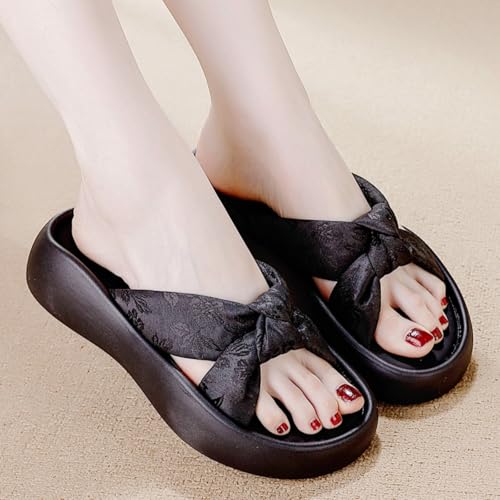 Women Shower Slippers Bathroom Sandals House Slippers Non Slip Shoes Dorm Shoes Beach Sandals with Soft Soles Suitable for Home Daily outings (Black,5)4