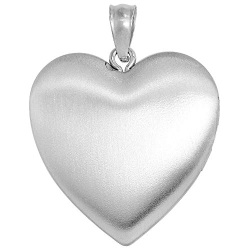 3/4 Inch Round Sterling Silver Cubic Zirconia Dancing Diamond Heart Locket Pendant For Women Scroll Etching 3/4 Inch No Chain #TOP3