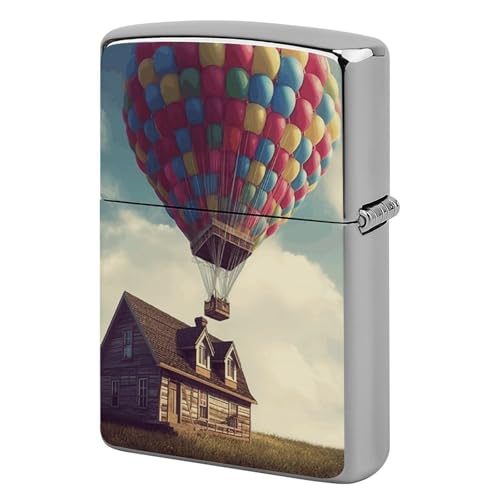 Étui briquet case en métal robuste motif montgolfière idée cadeau