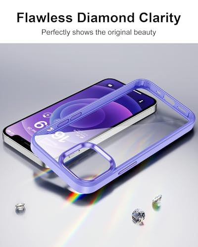 Image of HOOMIL Case for iPhone 12 Mini 5.4-Inch, Non-Yellowing, Drop Protection, Anti-Scratch Transparent Hard Back Phone Cover - Light Purple