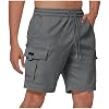 Mens Cargo Shorts Elastic Waist Running Hiking Bermuda Shorts Knee Length Casual Summer Clothes with Multiple Pockets