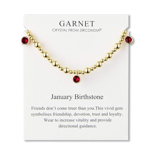 Pierre de naissance janvier grenat sur bracelet extensible en or pour sublimer vos tenues de soirée