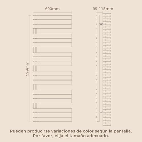 Miniatura 12 de S Afielina Radiador De Diseño Para Baño, Toallero Blanco, Panel Plano, Conexión Central, 1599x600mm, Radiador Para Baño, Secador De Toallas, 958 Vatios Válvula No Incluida