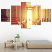 SIGNWIN 5 Panel Canvas Wall Art Modern Art Architecture & Maps Building Contemporary Expressive Multicolor Photography for Home Decorations Ready to Hang - 60