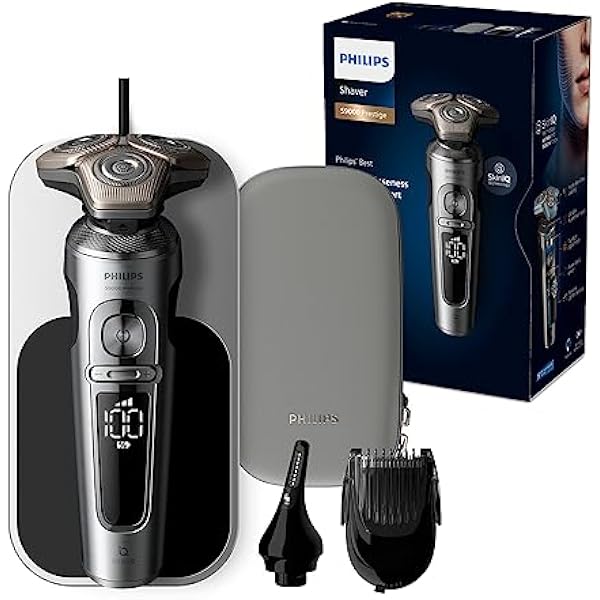 Philips Golarka elektryczna Shaver S9000 Prestige do użytku na mokro i sucho z technologią SkinIQ i saszetką czyszczącą model SP9871 22