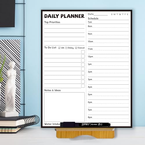 JJPRO Reusable Desktop Daily Planner with Stand,Reusable Time Sch...