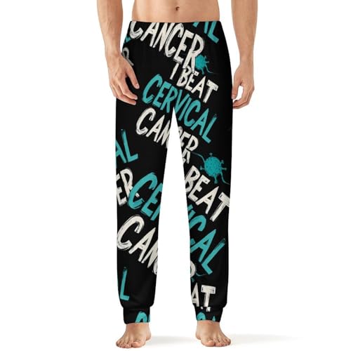 I Beat Cervical Cancer Men's Pajama Bottoms Sleep Lounge Soft Comfy Pants Sleepwear