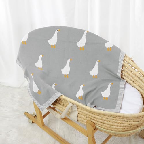 Image of mimixiong Baby Blanket Knit Receiving Boys Girls Blanket Soft Cotton Neutral Blanke for Swaddle Crib Stroller with Cute Sheep (Goose-Grey, 30x40 Inch (Pack of 1))