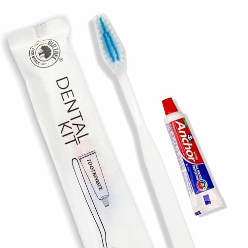 Image of Old Tree Dental Kit for Hotel (Pack of 100) - 1 Toothpaste and 1 Toothbrush Set - Hotel Amenities and Accessories