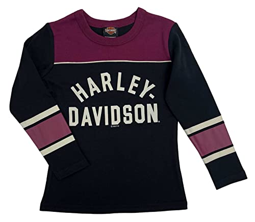 Harley-Davidson Big Girls' Athletic Colorblock Long Sleeve Jersey Tee - Black