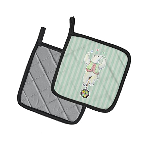 Par de agarraderas Caroline de oso de circo, protector térmico de cocina multicolor de 7,5x7,5 cm 3