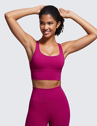Image of CRZ YOGA Naked Feeling Longline Sports Bras | Medium Support, Removable Pads, Yoga, Sleek, Strappy Back, Scoop Neck, for Women