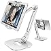 AboveTEK Long Arm Aluminium Tablet Ständer, Klapp Tablet Ständer mit 360 ° Swivel Clamp Halterung, passt 4-11 "Display Tablet / Handys für Küchentisch Nachttisch Schreibtisch POS Kiosk Empfang