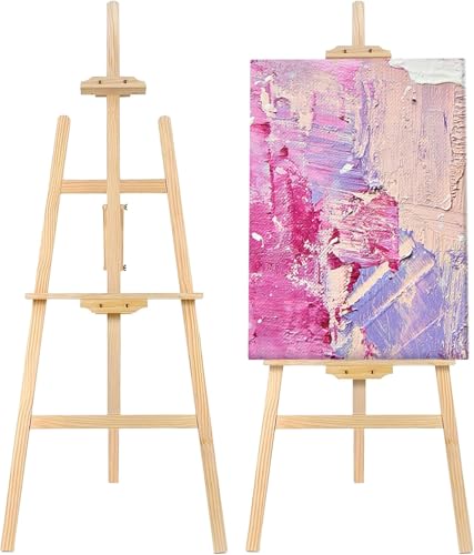 Image of Chocozone 5feet Easel Stand for Painting Easel Stand for White Board with Adjustable Height & Angle Indoor & Outdoor Advertisement Board (Wood)