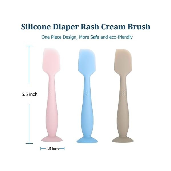 Seeway Baby Windel Creme Spatel, 3 Pack Baby Windel Creme Spatel Applikator, Silikon Baby Butt Paste Spatel für Neugeborene Babys (rosa, blau, braun) – Bild 4