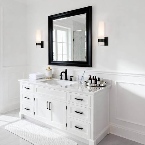 Lámpara de pared E27 con difusión anti-destellos y base negra para espejo de baño moderno 6