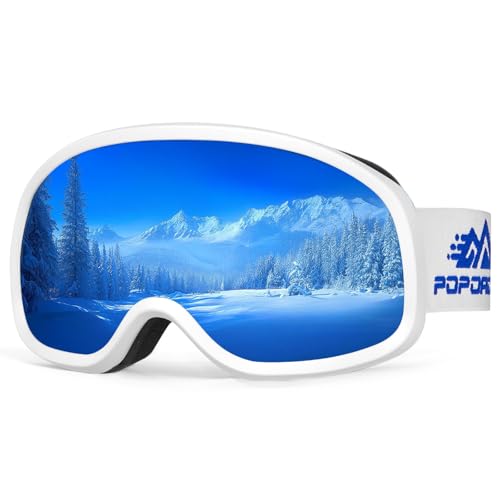 POPOACTI Polarized Spherical Ski Goggles,100% UV Protection,Anti Fog,Snowboard Goggles for Men Women Youth Skiing Sports (Blue)