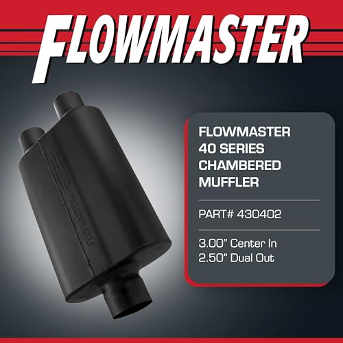 Image of Flowmaster 40 Series Original Chambered Muffler - 3.00 inch Center In / 2.50 inch Dual Out - Aggressive Sound - 16-Gauge Aluminized Steel - For Muscle Cars, Street Rods, Trucks, SUVs & Strip Builds (430402)