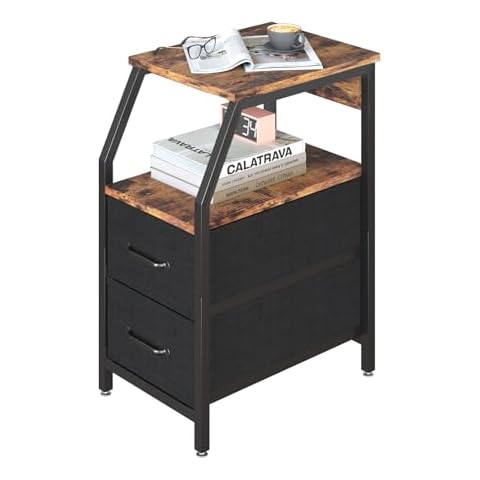 TREETALK Narrow End Table with Storage Cover