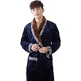 YANGPP Dickes Gestepptes Korallenrotes Flanell Langarm Herrengewand Karo Nähte Bademäntel Herren Nachtwäsche Winter Pyjama, Sj1623, XL