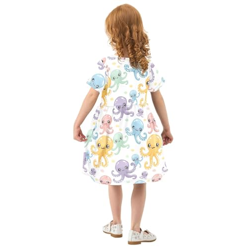 Cute Octopus Toddler Girls Dress Short Sleeve Casual Dresses 2T 202b53283