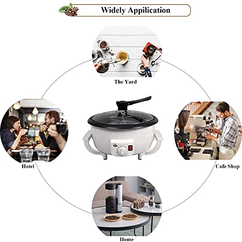 Home Coffee Roaster, Household Electric Coffee Bean Baker Nut Peanut Cashew Chestnuts Roasting Machine Adjustable Temperature 1.6 Pounds Capacity For Cafe Shop/Home No Stovetop Required Smoke Reduce #TOP1