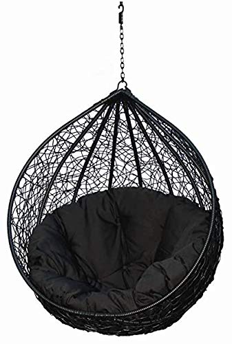Airwing Single Seater Heavy Iron Hanging Egg Swing Lounge Chair with Tufted Soft Deep Cushion Backyard Relax for Indoor, Outdoor, Balcony, Deck, Patio, Home & Garden (Black with Black)