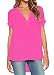 Face N Face Womens V Neck Short Sleeve Oversize Chiffon Blouse Shirt Tops