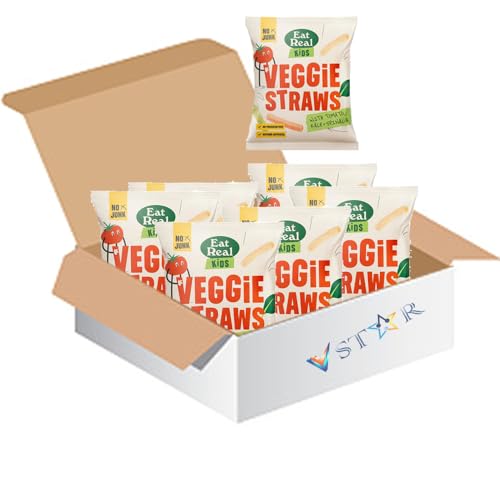 Eat Real Veggie Straws - Kale, Tomato & Spinach, Gluten-Free, Kosher, Vegan, 20g Pack (6)