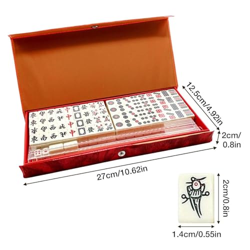 Mini Mahjong Set con estuche portátil y 2 dados miniatura 5