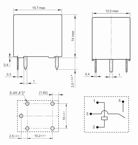 Relé 4 pines DC12V T78-1A-12V componente electrónico miniatura 1 pieza 2