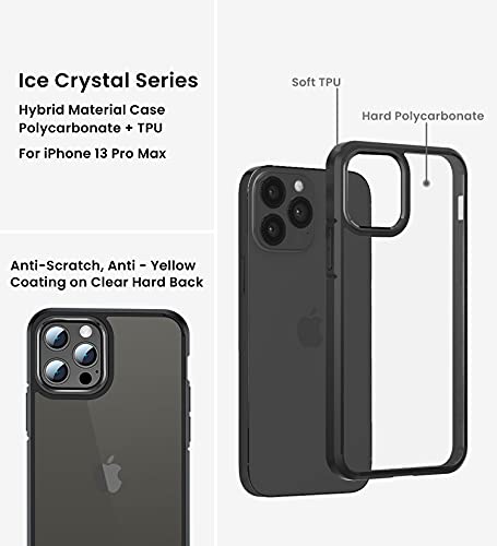 Image of Golden Sand for Apple iPhone 13 Pro Max Case - Ice Crystal Hybrid Scratch-Resistant, Shockproof Slim Back Cover, Transparent PC Military Grade TPU, Graphite Black