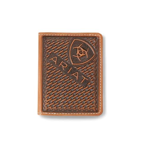 ARIAT Western Wallet Mens Bifold Sunburst Basketweave Brown A3556902