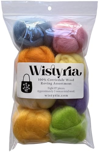 WISTYRIA EDITIONS WR-854 0.25-Ounce Wool Roving, 12-Inch, Pastel, 8-Pack