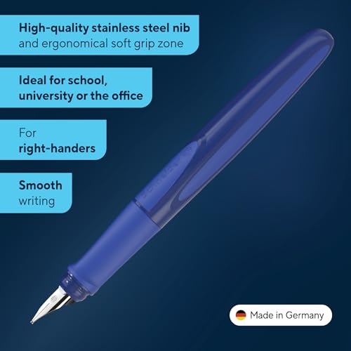 Image of Schneider Ray 168215 Fountain Pen Right-Handed with Standard Ink Cartridge Royal Blue Space Blue