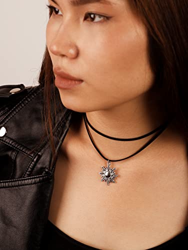Sacina Gothic Boho Layered Sun Choker, Black Choker, Boho Goth Necklace, Black Jewelry, Halloween Christmas Jewelry Gift For Women2