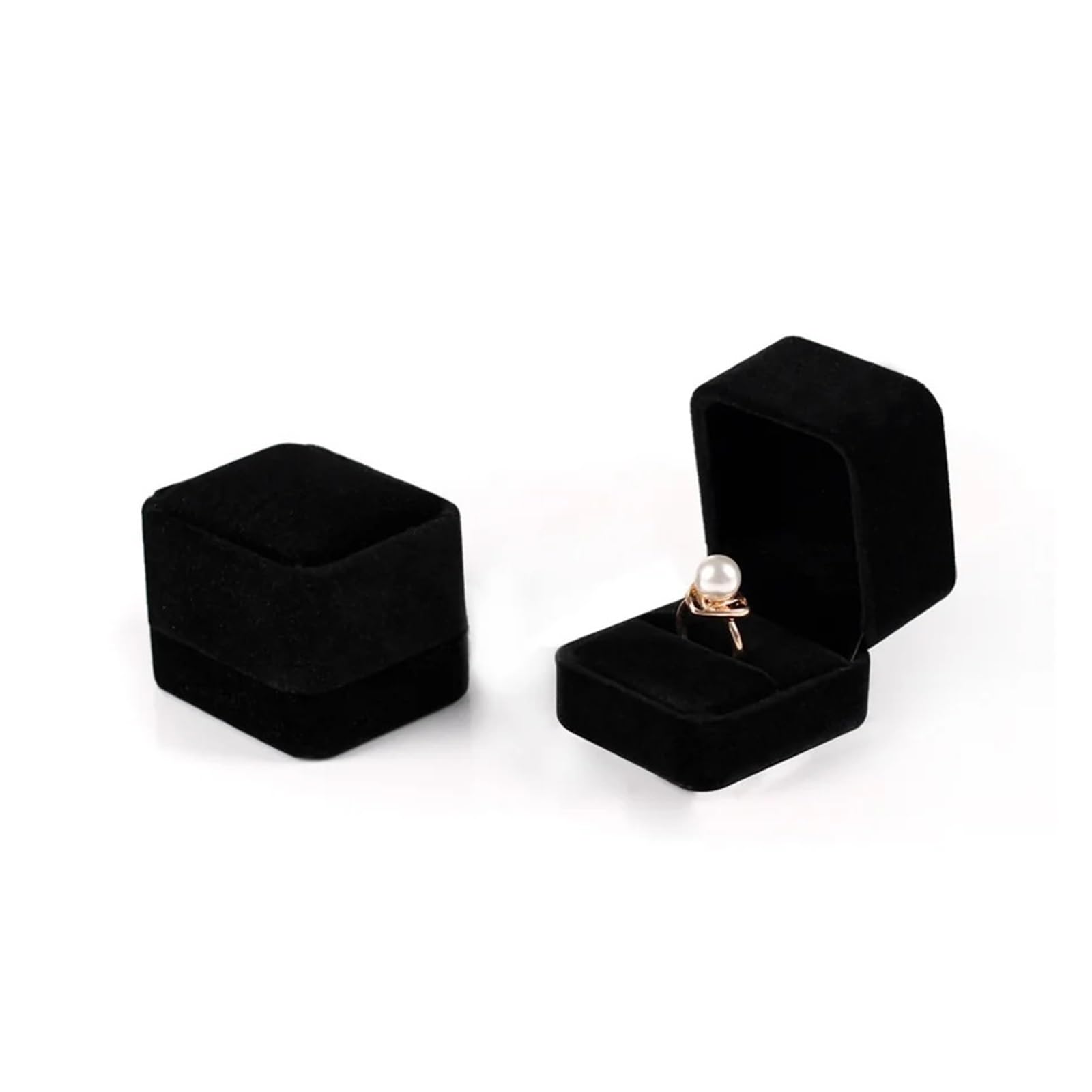 LCKKJHG Wedding Ring Box 6PCS Square Ring Box Romantic Proposal Wedding(Black)