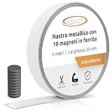 ECENCE Nastro Metallico Adesivo 5m x 35 mm - con 10 Magneti Ferrite
